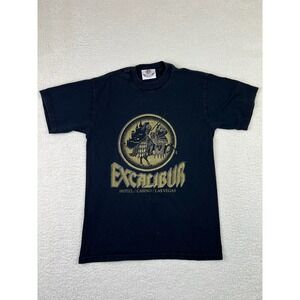 Vintage 90's Excalibur Hotel Las Vegas T-Shirt Men's Small Black Made In USA
